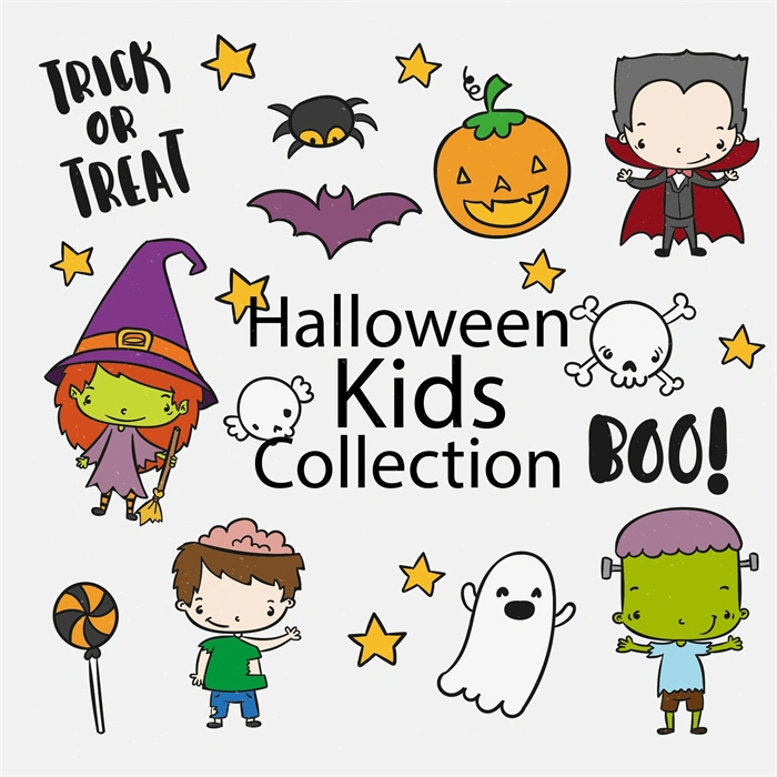 Halloween's decorative element icons patttern set (33)