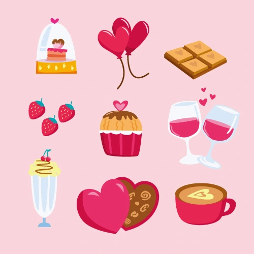 Valentine's Day decorative element icons patttern set (7)
