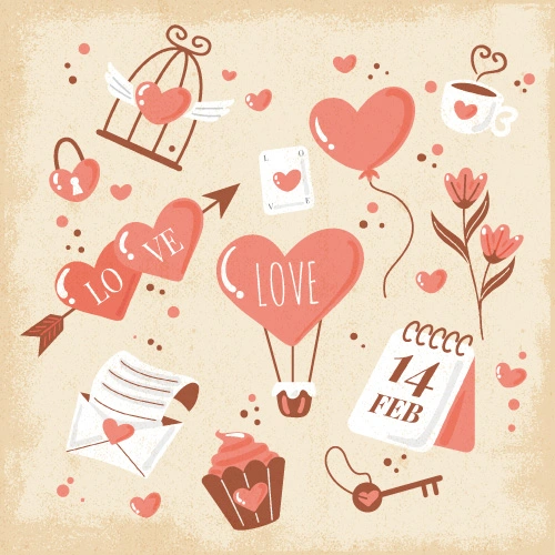 Valentine's Day decorative element icons patttern set (15)
