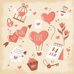 Enchanted Valentine's Day Icons: Love Letters, Chocolates & Flowers