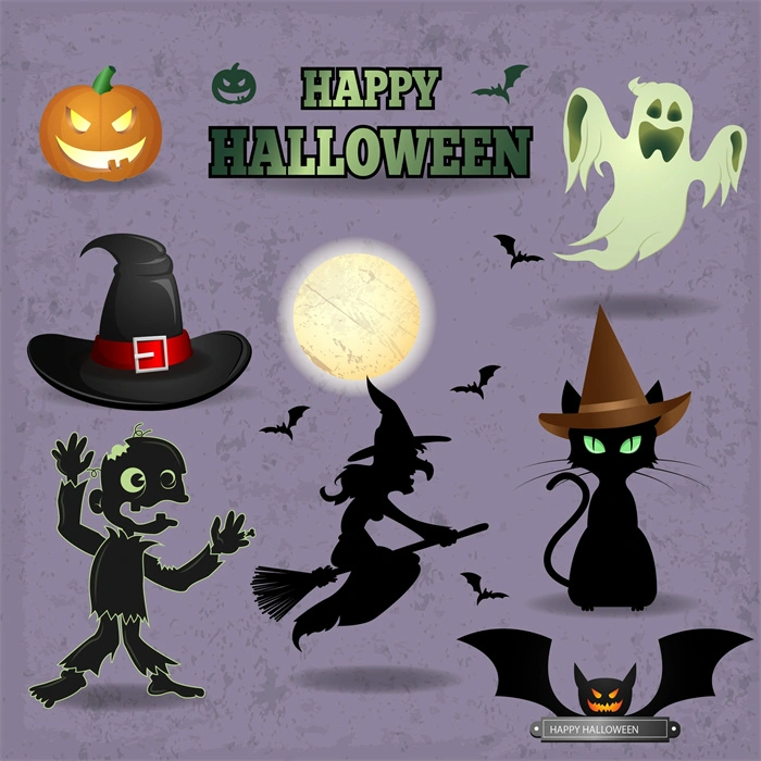 Halloween's decorative element icons patttern set (12)