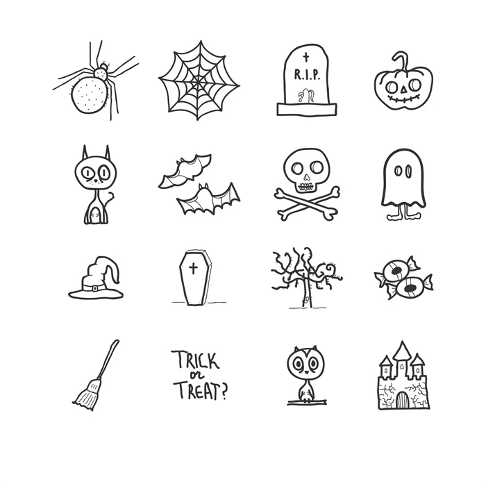 Halloween's decorative element icons patttern set (6)
