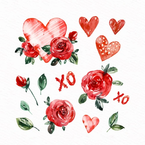 Valentine's Day decorative element icons patttern set (9)