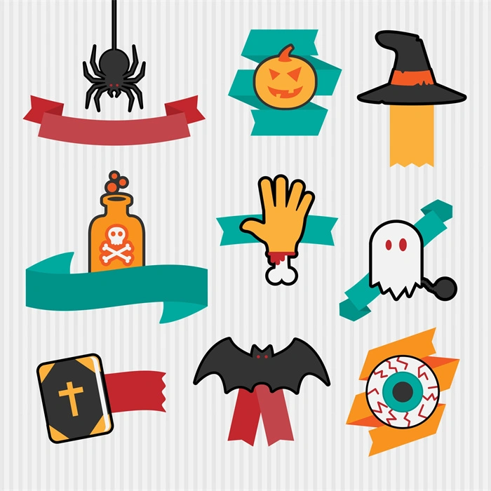 Halloween's decorative element icons patttern set (1)