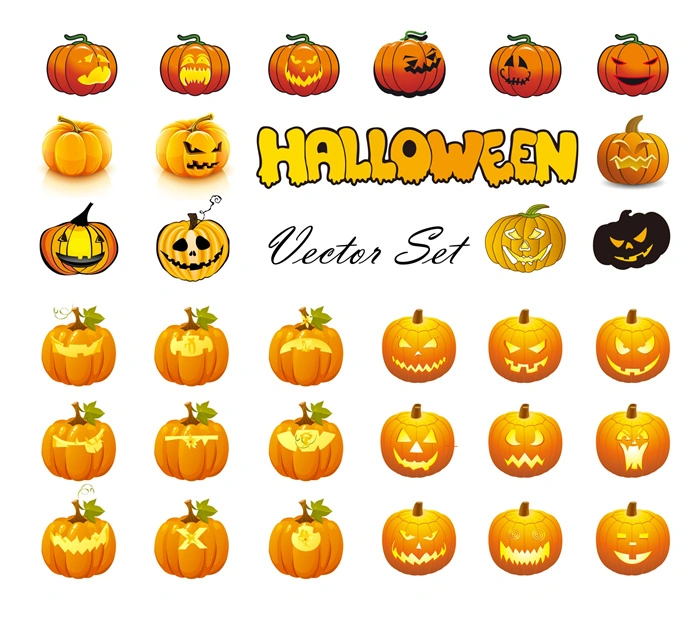 Halloween's decorative element icons patttern set (14)