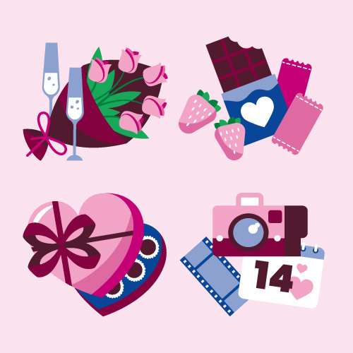 4 Sets of Valentine's Day Icon Collections
