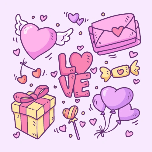 Valentine's Day decorative element icons patttern set (20)