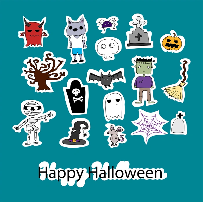 Halloween's decorative element icons patttern set (9)