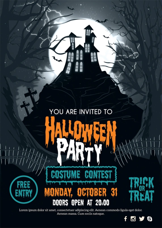 Halloween promotional display poster template set (6)
