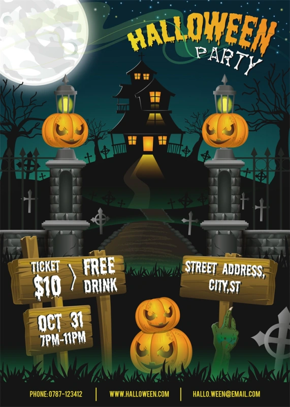 Halloween promotional display poster template set (9)