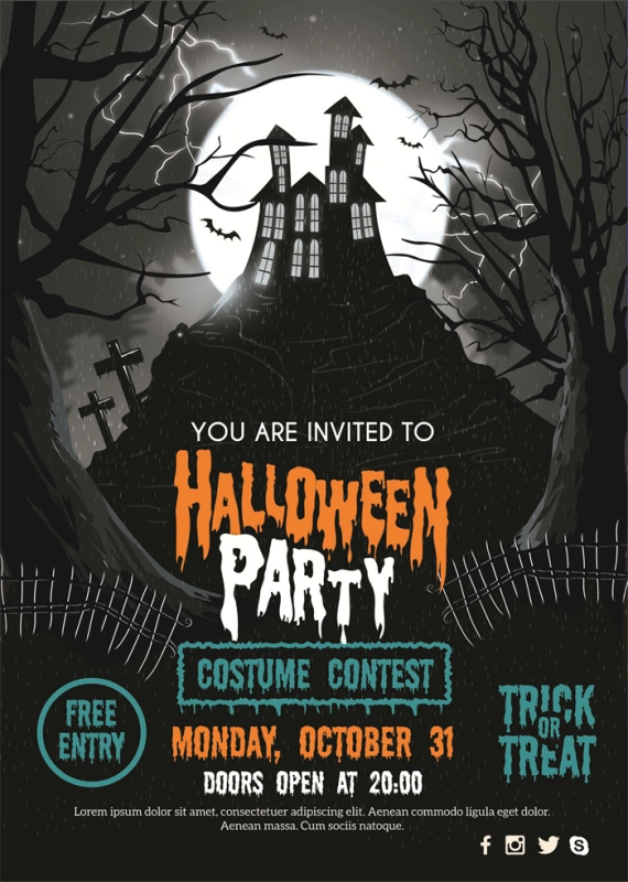 Halloween promotional display poster template set (36)