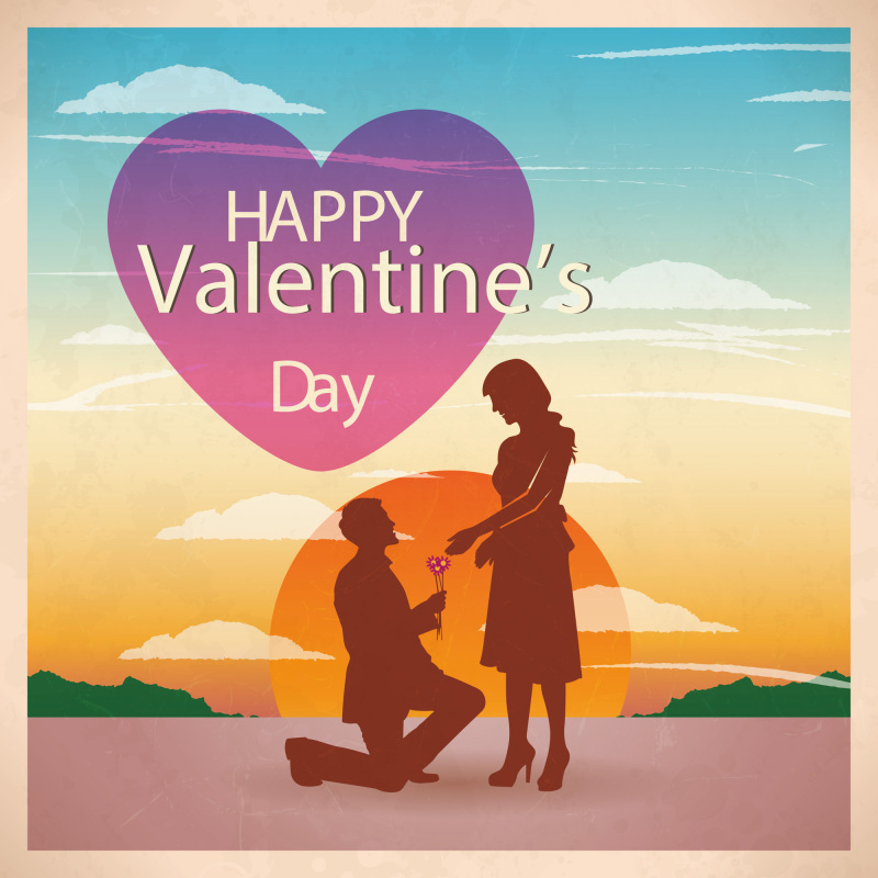 Festive Retro Valentine’s Greeting with Bold Typography & Heart Motifs