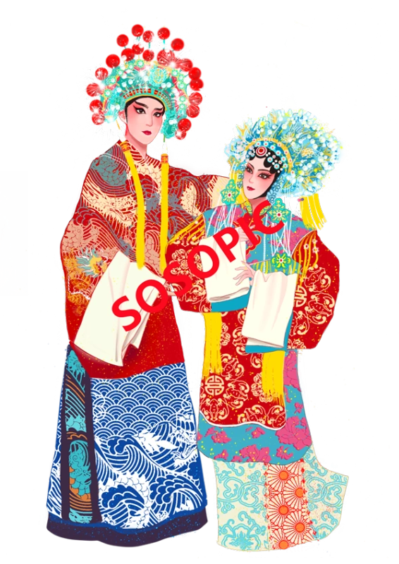 Traditional Chinese opera element icons pattern collection (122)