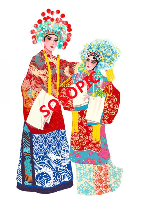 Peking Opera Reverence: Respectful Traditional Chinese Opera Pattern Set