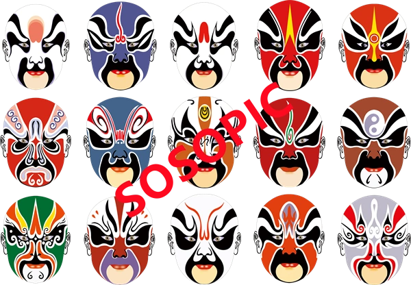 Traditional Chinese opera element icons pattern collection (120)