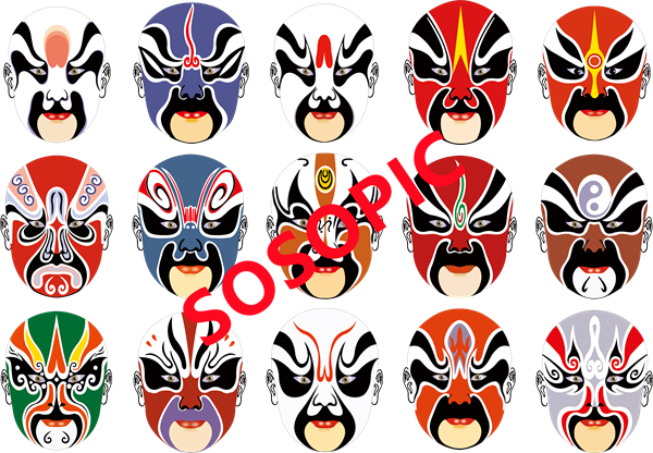 Peking Opera Fusion: Blended Traditional Chinese Opera Pattern Assortment