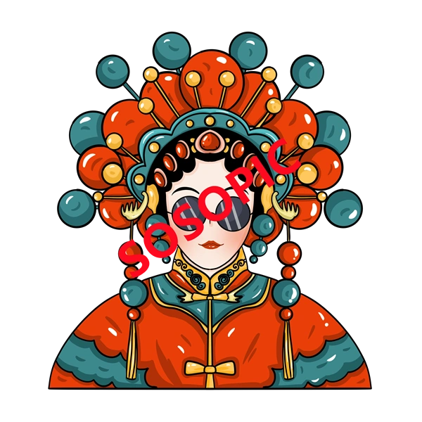 Traditional Chinese opera element icons pattern collection (13)