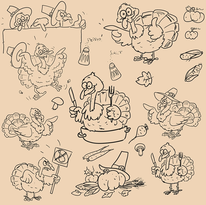 Thanksgiving Day turkey element  vector material collection (6)