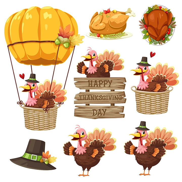 Thanksgiving Day turkey element  vector material collection (7)