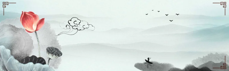 Traditional Chinese style ink and wash landscape pattern template (7)