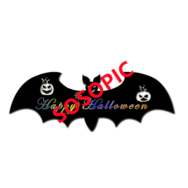 Halloween Illustration Pattern – Dark Bats with Pumpkin-Wing Details