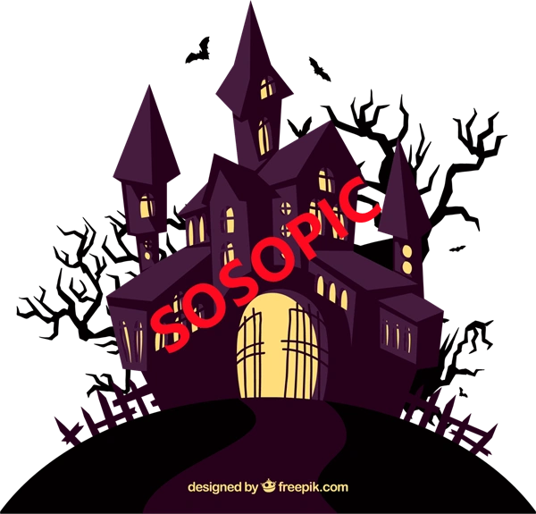Halloween castle themed decorative element icons pattern template (88)
