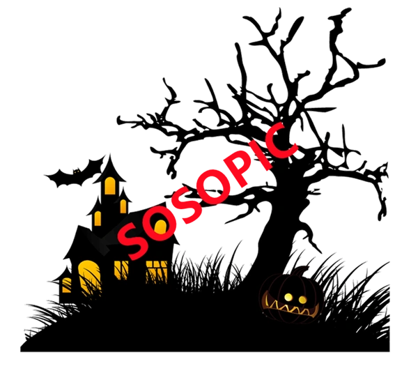 Halloween castle themed decorative element icons pattern template (6)