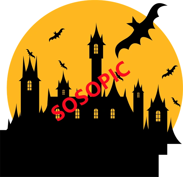 Halloween castle themed decorative element icons pattern template (75)