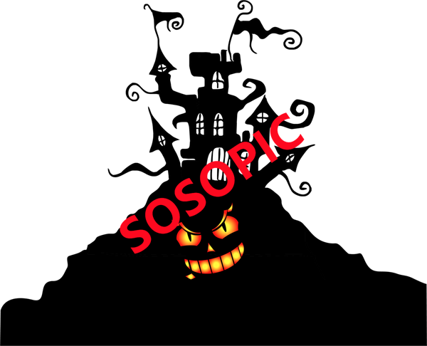 Halloween Castle Theme Decorative Element Icons Pattern Template - Spooky Castle & Haunted House Details