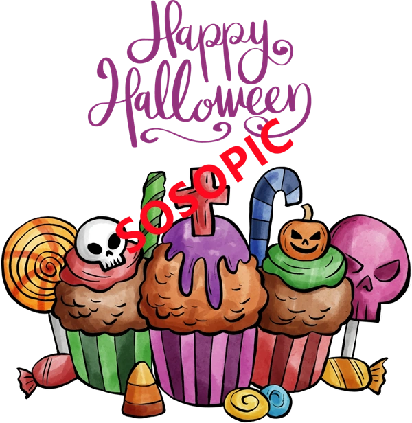 Halloween candy themed decorative element icons pattern template (53)
