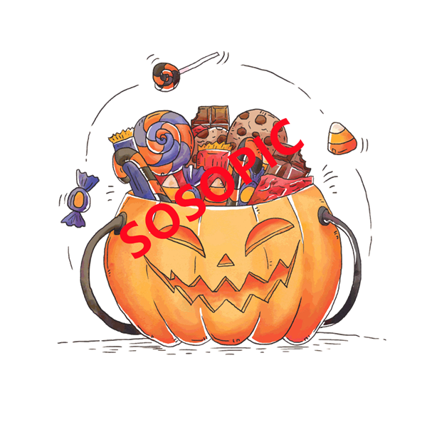 Halloween Candy Delight Pattern – Cartoon Treat Icons with Festive Vibes