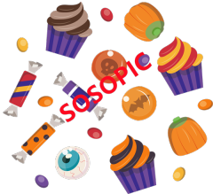 Halloween Treats Pattern – Colorful Candy Icons with Cute Cartoon Style