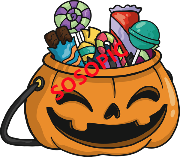 Halloween Night Delight – Party Background with Candy & Iconic Treats