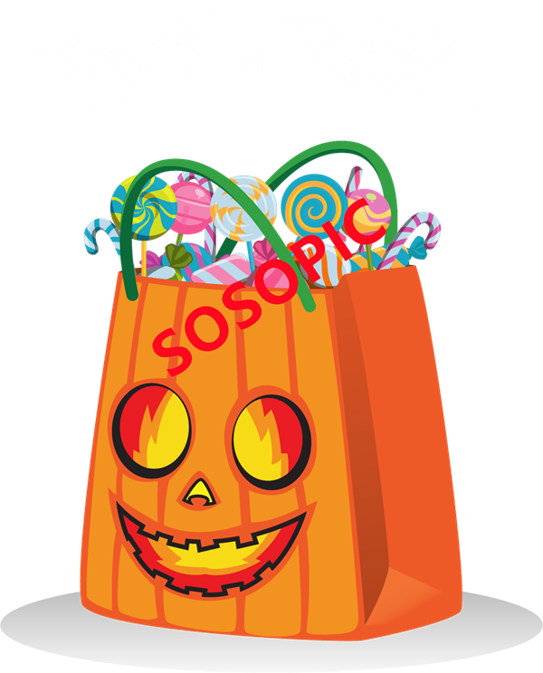Halloween Party Design – Seamless Pattern – Ghost Balloons, Trick-or-Treat Sweets & Cute Illustrations