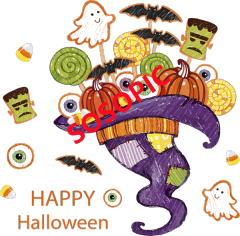 Halloween Trick-or-Treat Pattern – Holiday Use Design with Ghosts, Sweets & Festive Doodles
