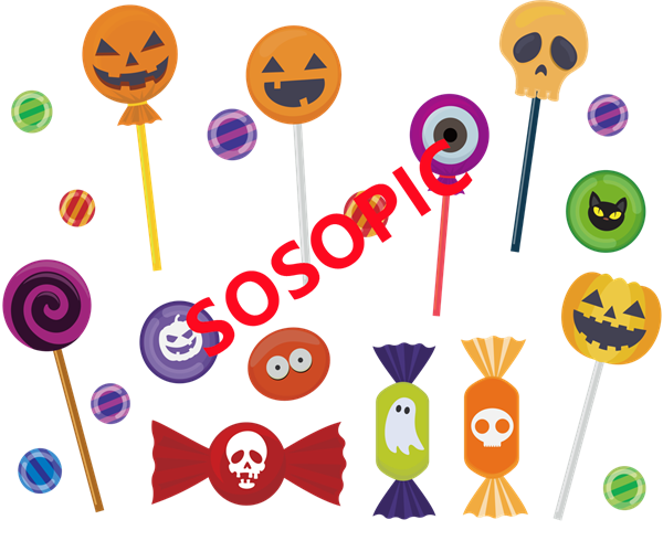 Halloween Candy Chaos Vector – Festive Pattern with Wrapped Sweets & Witchy Colors