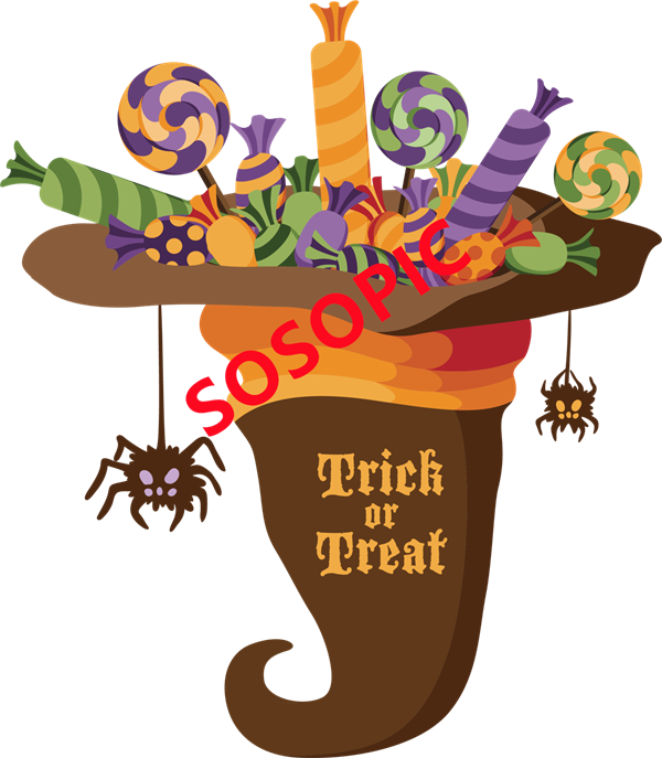 Halloween Party Vector Set – Whimsical Icons & Decorative Candy in Hand-Drawn Style
