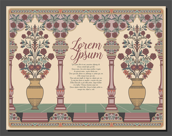 South-East Asian Decorative Wallpaper – Pattern 136: Gilded Chevron & Lotus Halo