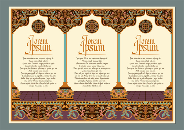 South-East Asian Decorative Wallpaper – Pattern 128: Buddhist Temple & Ornate Frame
