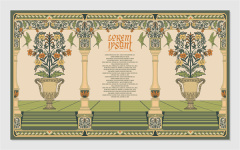 South-East Asian Decorative Wallpaper – Pattern 138: Temple Gate & Symbolic Rays