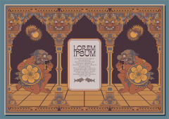 South-East Asian Decorative Wallpaper – Pattern 126: Sacred Lotus & Circle Emblem