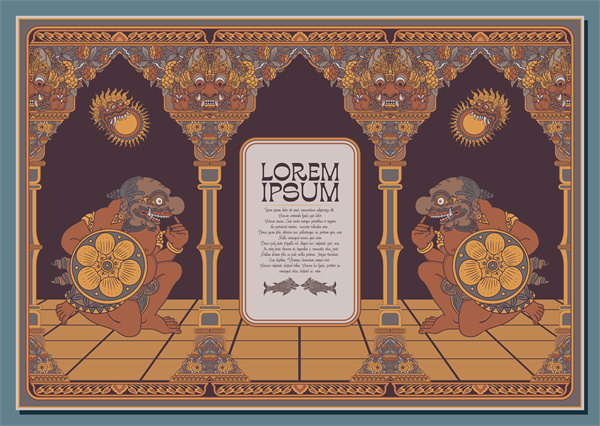 South-East Asian Decorative Wallpaper – Pattern 126: Sacred Lotus & Circle Emblem
