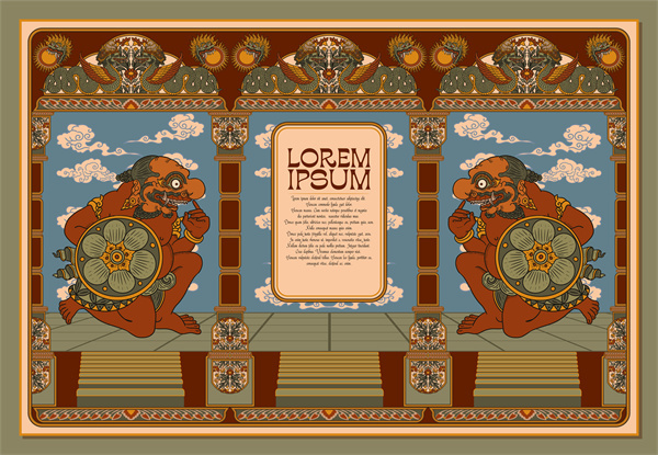 South-East Asian Decorative Wallpaper – Pattern 123: Pagoda Silhouettes & Sunset Gradient