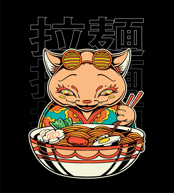 Japanese Aesthetic Decorative Background – Ramen-Themed Design Poster