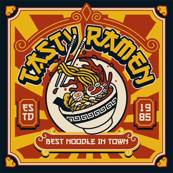 Japanese Retro Culinary Poster – Ramen Decorative Vector Background