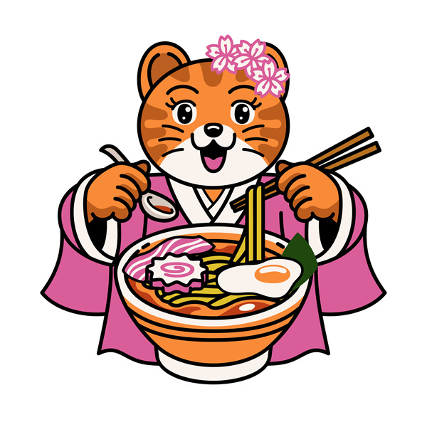 Japanese Retro Poster – Culinary Decor for Dining Spaces with Ramen Icons & Kanji Motif