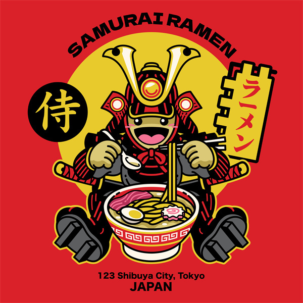 Japanese Classic Cuisine Vector – Ramen Decorative Background for Print & Web Design