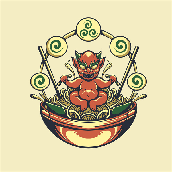 Japanese Culinary Vector – Decorative Noodle Background for Brand Aesthetics