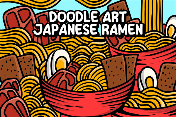 Japanese Noodle Shop Poster – Food Illustration Wall Art for Branding with Chopsticks & Ramen Bowl