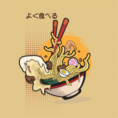 Japanese Artisan Food Poster – Ramen-Themed Decorative Vector for Branding & Print